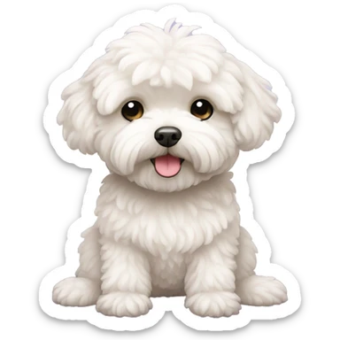 White maltipoo yoga sticker