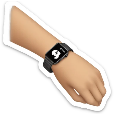 a wrist with hand wearing an apple watch sticker