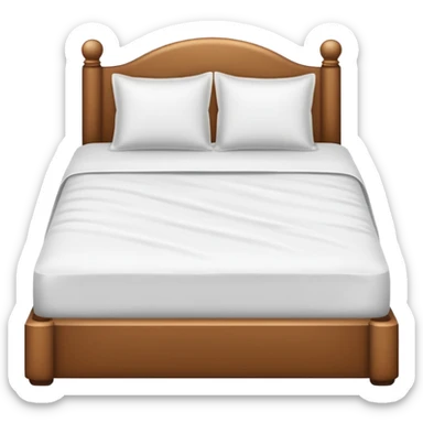 a white bed with white bedsheets sticker