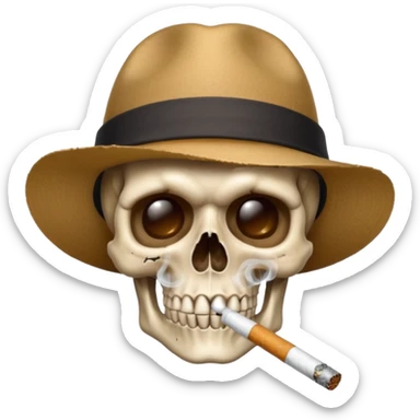 Skull , hat , cigarette  sticker