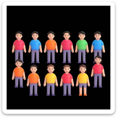 depict 8 people, 5 of which are girls and 4 are boys sticker