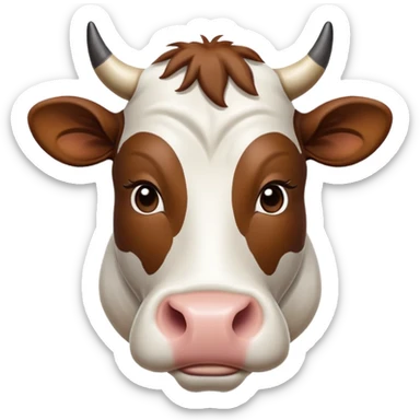 cinematic-noble-brown-and-white-cow-portrait-emoji,-poised-and-regal,-with-a-large,-sturdy-build-and-a-beautifully-patterned-hide-of-rich-brown-accented-by-crisp-white-patches,-deep-set-soulful-brown-eyes,-simplified-yet-sharp-and-sophisticated sticker