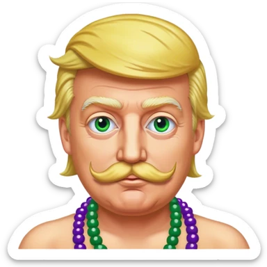 Donald trump at Mardi Gras with a moustache  sticker