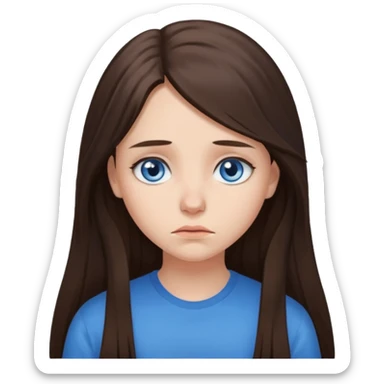 sad brunette long hair blue eyed girl  sticker
