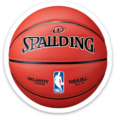 minimalist red Spalding basketball with simple NBA logo, few colorful lines, clean design sticker