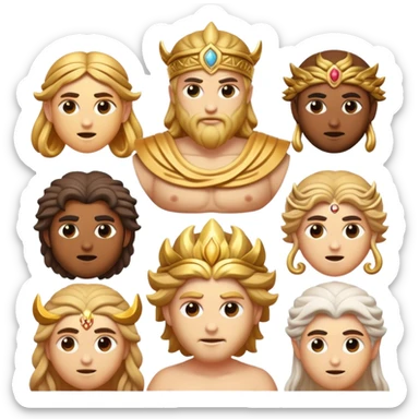 Cinematic Realistic Greek Gods Pop Culture Emoji, featuring mythic portrayals of ancient deities rendered with dynamic, ethereal lighting and classical detail. sticker