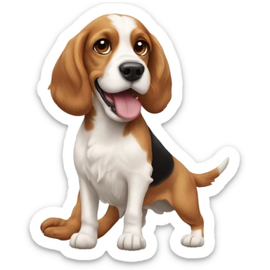 A cocker spaniel and a beagle play catch sticker