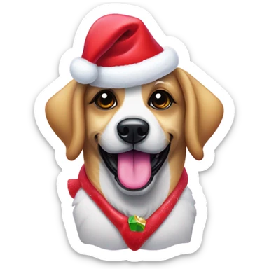 Lisa frank Christmas dog with Santa hat sticker