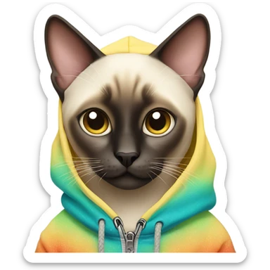 Siamese cat in hoody sticker