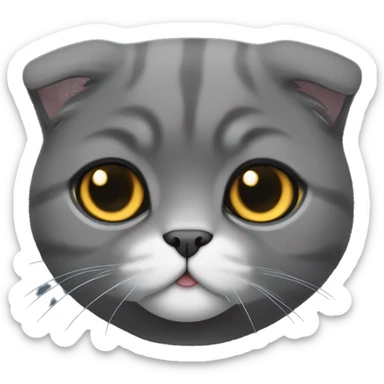 dark grey scottish fold cat sticker