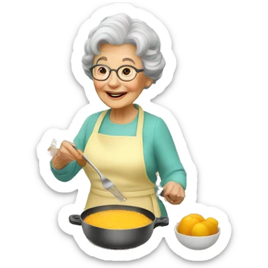 Granny cooking a breakfast sticker