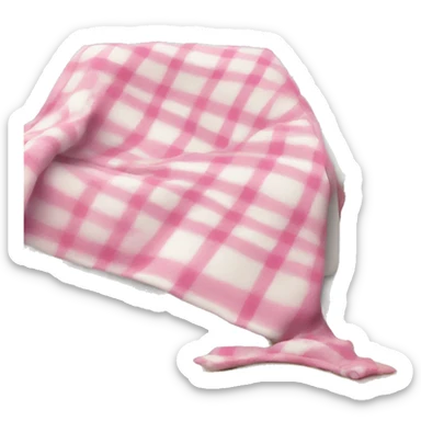 pink plaid blanket on a cozy white couch sticker