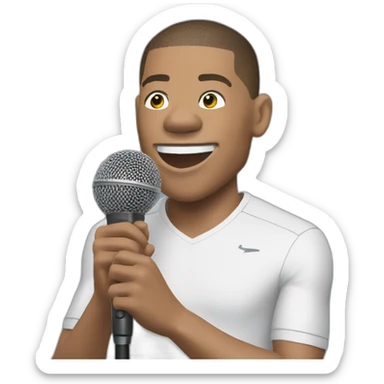 kylian mbappé singing a song into a microphone sticker