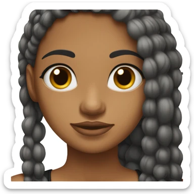 chica blanca de pelo negro por debajo de los hombros con frente amplia y ojos negros sticker