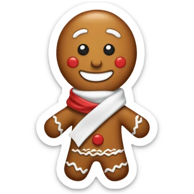 Gingerbread man with a white and red scarf  sticker