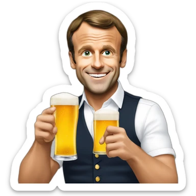 Emmanuel macron qui boit une biere sticker