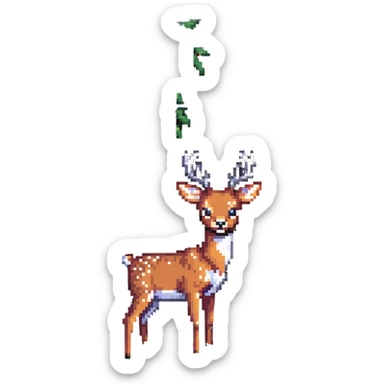 deer peeking from behind a bush sticker