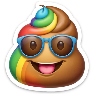 rainbow poop emoji with sunglasses sticker