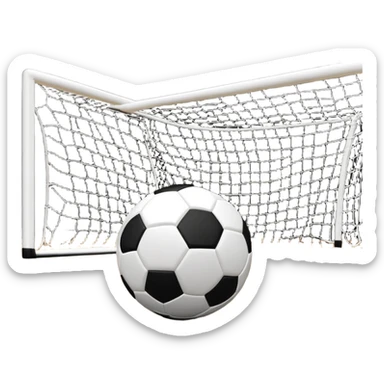A close-up of a mini football (futsal) ball on the court, with the goals and boundary lines visible in the background. The scene captures the small-scale, fast-paced nature of futsal, emphasizing the ball's precision and the smooth playing surface. sticker