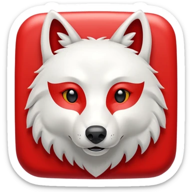 A bold white capital letter C with a small white wolf head icon above it, inside a red rounded square, emoji style, flat design, shiny light reflection, same style as 🅱️ emoji, transparent background. sticker