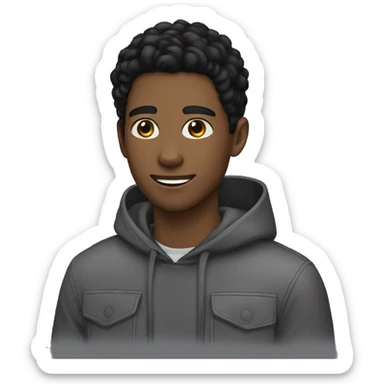 Curtend black hair teen white male sticker