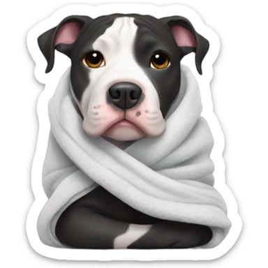 Black and white pit-bull wrapped in blanket sticker