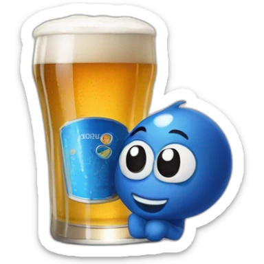 Schtroumpfs drink a beer sticker