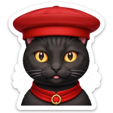 black suited old cat with red fes hat sticker