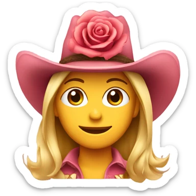 rose in a cowgirl hat  sticker