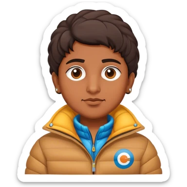 indian founder with a yc puffer jacket sticker
