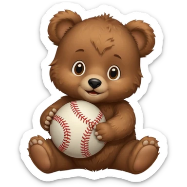 Baby bear with baseball sticker