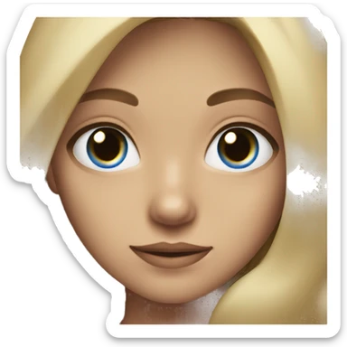 Dark blonde girl with blue eyes with poneranian sticker