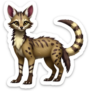 Feral Rare Fantasy dark vibrant Vernid-Sergal-Genet-species-animal-creature-hybrid by LiLaiRa, random markings, tufted ears, full body, 4 legs sticker