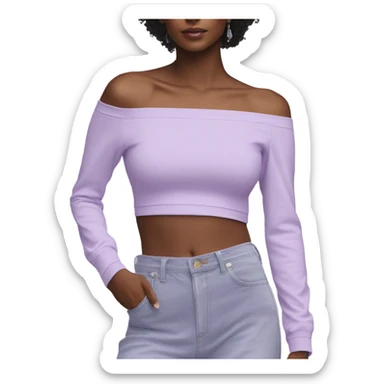 Lilac off shoulder Long sleeve croon top, isolated sticker