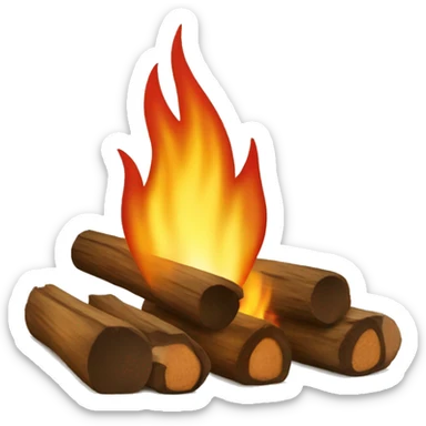 Camp fire with logs for seats sticker