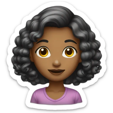young girl-with Hair curled  black sticker