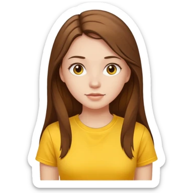 Beautiful girl with long hair in a yellow T-shirt sticker