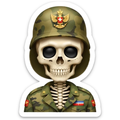 generate a realistic skeleton in Russian military camouflage sticker