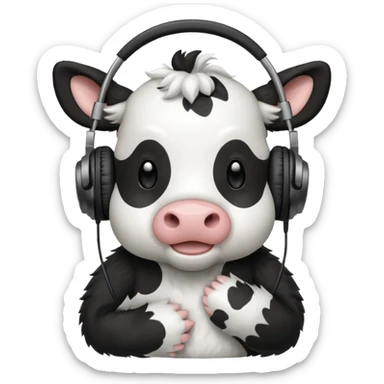 cute cow with headphones sticker