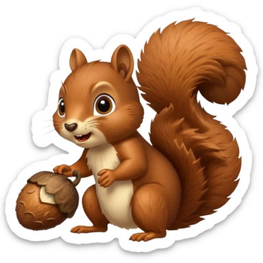 Squirrel bite giant acorn, panic sticker