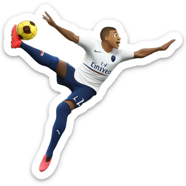 Kylian Mbappé qui fait une retourné acrobatique  sticker