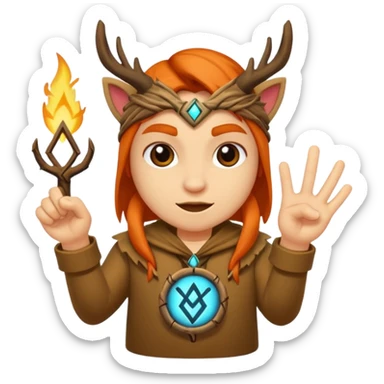 woodland spirit snapping fingers with spark rune sticker