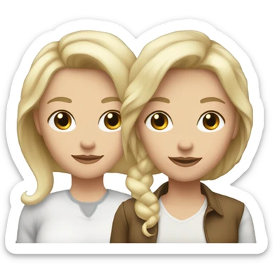 caucasian Lesbian couple, one blonde other dark haired both girls very pretty  sticker