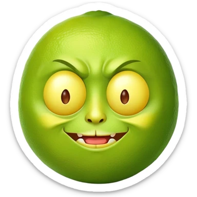 lime with face eating a lemon with face of terror sticker