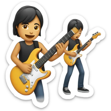 southeast asian people playing electric guitar sticker