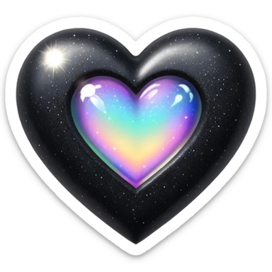 Black rainbow glitter heart  sticker
