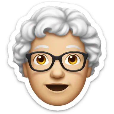 White Grandma emoji but with cat eye glasses and red wavy hair sticker