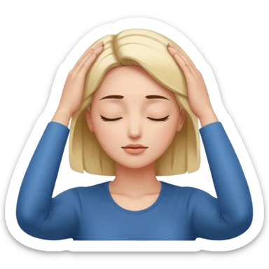 woman touching her own head with both hands while expanding mind sticker