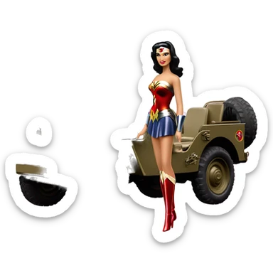  Barbie Diana Prince and Wonder woman’s 1945 Willys army jeep  sticker