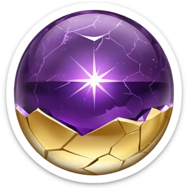 Floating glowing gold-cracked amethyst crystal smooth glossy shiny ball sphere floating in the air  sticker